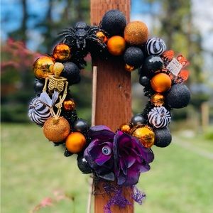 Halloween Wreath Handmade “The Skeleton Reads”